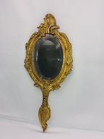 Vintage Franse Messing Handspiegel Jaren 50, Ophalen of Verzenden, Ovaal, Minder dan 50 cm, Minder dan 100 cm