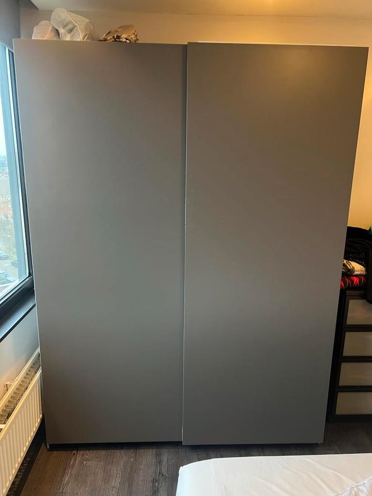 Ikea PAX / HASVIK Schuifdeurkast - Donkergrijs 150x66x201, Huis en Inrichting, Kasten | Kledingkasten, Gebruikt, 200 cm of meer