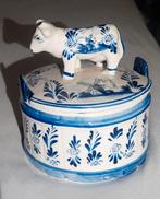 Delftsblauw botervloot oud met koe, Ophalen, Gebruikt, Overige materialen, Pot, Bus of Blik