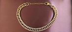 Armband met grove gourmet schakels goudkleurig 16 cm, Ophalen of Verzenden, Zo goed als nieuw, Goud, Overige materialen