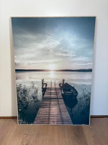 Schilderij met zonsondergang - 50 x 70 cm - met houten lijst beschikbaar voor biedingen