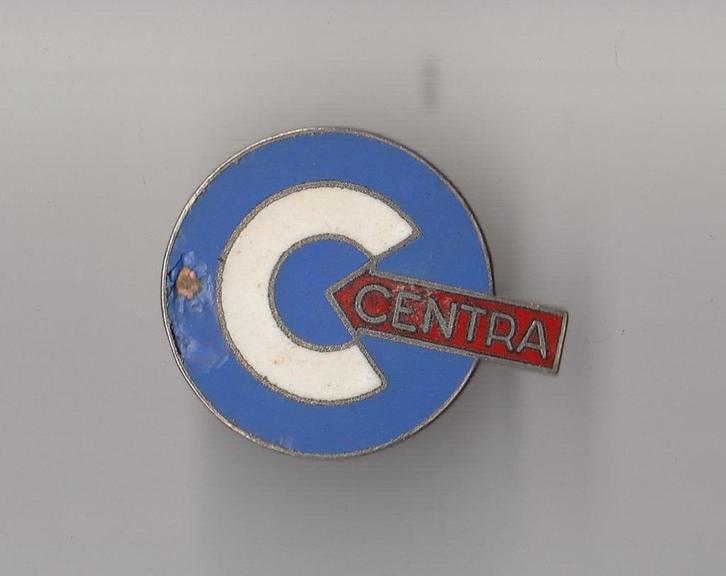 Centra Supermarkt emaille broche, Verzamelen, Speldjes, Pins en Buttons, Gebruikt, Speldje of Pin, Overige onderwerpen, Ophalen of Verzenden