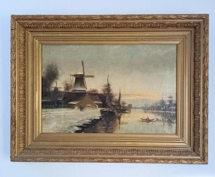 Winters Landschap met Molen, Haagse School, Antiek en Kunst, Kunst | Schilderijen | Klassiek, Ophalen