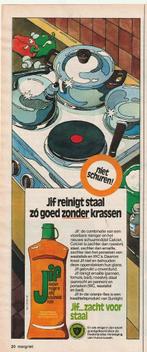 Retro reclame 1973 Jif schuurmiddel zonder krassen, Verzamelen, Verzenden, Overige typen
