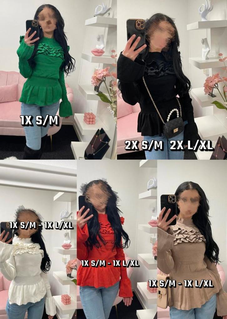 Prachtige ruffle truien webshop voorraad! restpartij, Kleding | Dames, Dames-kledingpakketten, Nieuw, Maat 38/40 (M), Ophalen of Verzenden