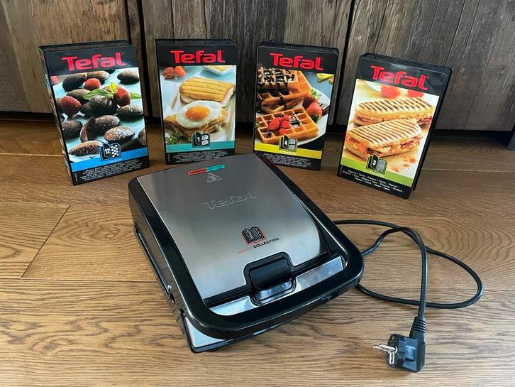 Tefal Snack Collection SW854D Contactgrill & Tosti-IJzer, Witgoed en Apparatuur, Contactgrills, Nieuw, Uitneembare platen, Vaatmachinebestendige platen