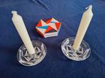 Leerdam 2 kristallen kandelaars in design verpakking, Ophalen of Verzenden, Kristal