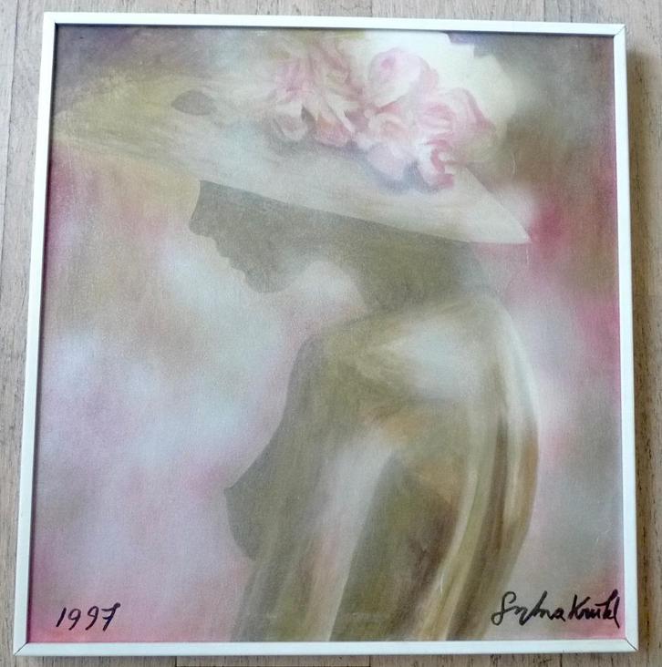 Sylvia KRISTEL naakt met hoed uit 1997 origineel  , Antiek en Kunst, Kunst | Schilderijen | Modern, Ophalen of Verzenden