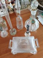 Kristal vaasjes- bakjes en karaften met zilver, Antiek en Kunst, Antiek | Glas en Kristal, Ophalen of Verzenden