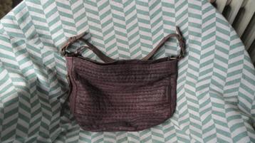 Aunts en Uncles, leren tas, aubergine paars, schoudertas beschikbaar voor biedingen