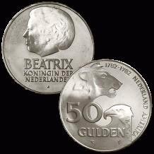 Vijftig gulden - Beatrix 1980-2013, Postzegels en Munten, Munten | Nederland, Losse munt, 50 gulden, Koningin Beatrix, Ophalen of Verzenden