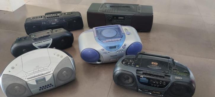6 ghettoblasters boombox radio cassetterecorders sony etc, Audio, Tv en Foto, Radio's, Zo goed als nieuw, Radio, Met cd-speler