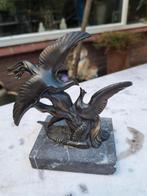 Art deco beeldje marmer brons met vogels, Ophalen of Verzenden