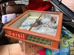 Antieke jaren 30 toonbank vitrine met Persil reclame i.z.g.s, Ophalen