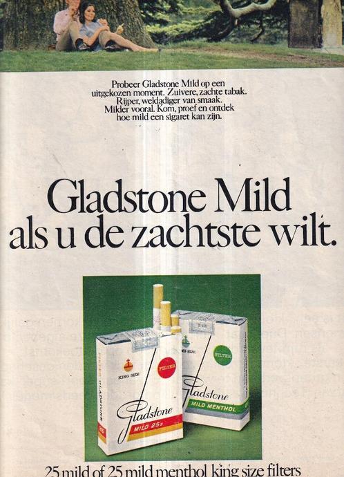 Retro reclame 1968 Gladstone sigaretten op uitgekozen moment, Verzamelen, Retro, Ophalen of Verzenden