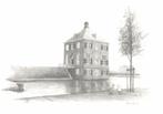 Voorburg - Huygensmuseum Hofwijck [1640] - tekening - ongelo, Ophalen of Verzenden, 1920 tot 1940, Ongelopen, Zuid-Holland