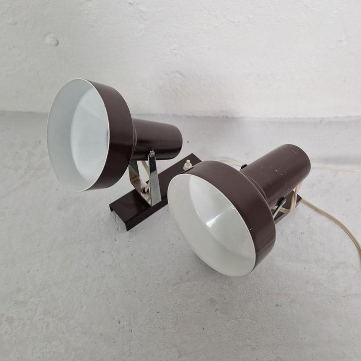 2 Vintage Anvia Wandlampjes / Bedlampjes, Huis en Inrichting, Lampen | Wandlampen, Gebruikt, Metaal, Ophalen of Verzenden