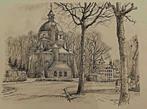 Tekening Renswoude ... "N.H. kerk " ..., Ophalen of Verzenden