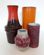 West Germany Fat Lava vintage vaas/vazen oranje rood bruin, Antiek en Kunst, Antiek | Vazen, Ophalen of Verzenden