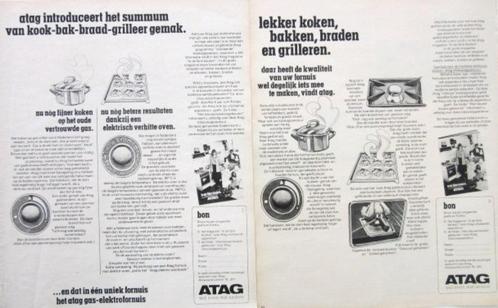 8 vintage advertenties reclames Atag fornuis 1975-76 bakken, Verzamelen, Merken en Reclamevoorwerpen, Gebruikt, Verzenden