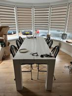 Witte houten eettafel 220x80, Nieuw, Vijf personen of meer, Rechthoekig, 50 tot 100 cm
