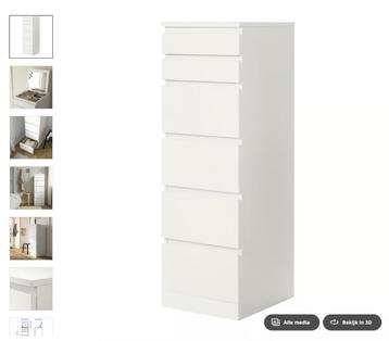 Ikea hoge Malm ladenkast 6 lades spiegel klep Wit beschikbaar voor biedingen