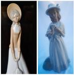 2 Spaans Lladró Valencia porselein beeld meisjes lam paraplu, Verzamelen, Beelden en Beeldjes, Ophalen of Verzenden, Zo goed als nieuw