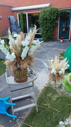 2x groot boeket kunstbloemen met pampas pluimen, Ophalen of Verzenden, Zo goed als nieuw