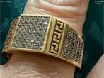 Vintage gouden ring Versace briljant geslepen zirkoon 14 k, Verzenden, 19 tot 20, Zo goed als nieuw, Dame of Heer