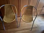 Stoel geel gevlochten PVC, terras, bistro, Ophalen, Kunststof, Gebruikt, Twee