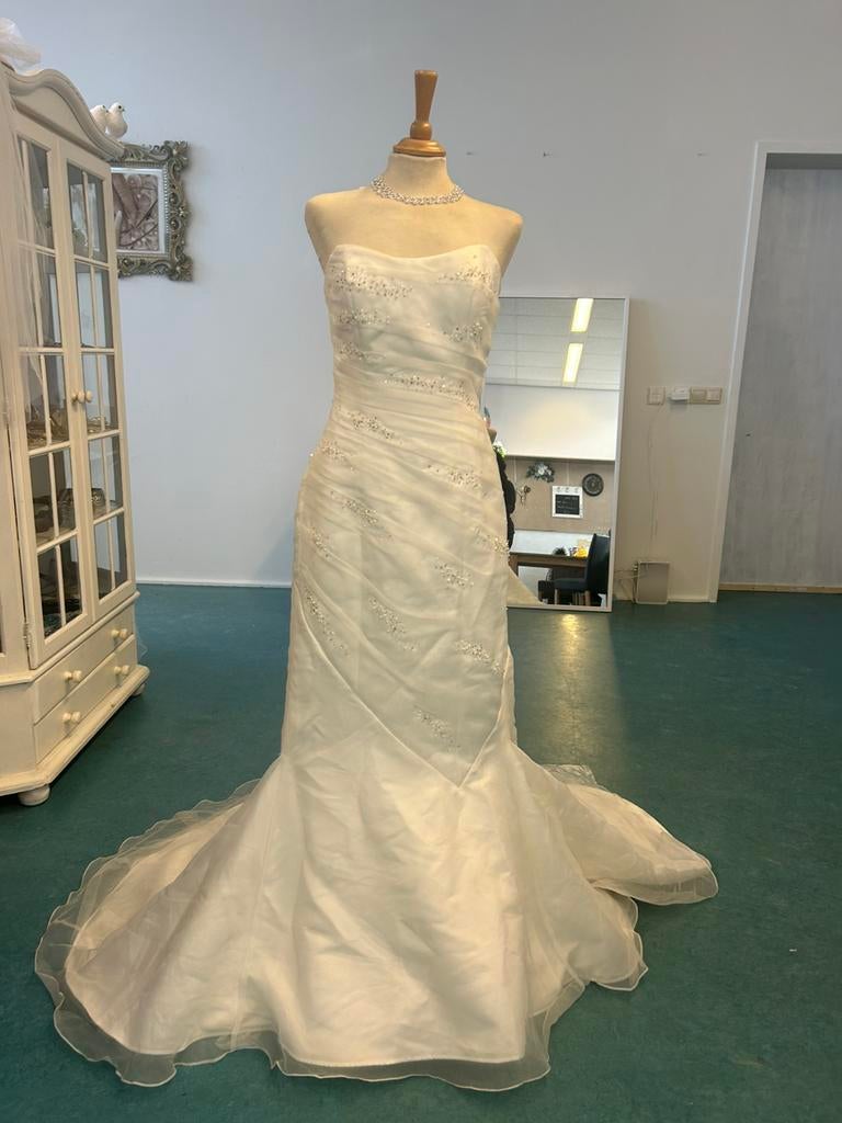 Fishtail trouwjurk maat 38, Ophalen of Verzenden, Zo goed als nieuw, Wit, Trouwjurk
