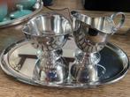 verzilverd roomstelletje met 2 gehaakte kleedjes, Antiek en Kunst, Antiek | Goud en Zilver, Ophalen, Zilver