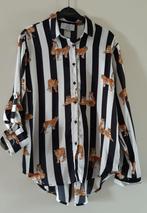 Dames blouse zwart/wit met tijgerprint maat L, Maat 42/44 (L), Merkloos, Ophalen of Verzenden, Wit