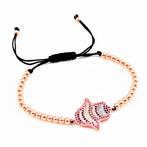 Roségouden Stalen Kralen Armband met Hand van Fatima, Sieraden, Tassen en Uiterlijk, Armbanden, Staal, Birgitta-Gracht 33, 6465 EL Kerkrade, Nederland