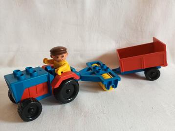  Vintage Duplo set 2629 Tractor met kar,  wals en boer  beschikbaar voor biedingen