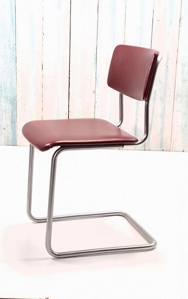 Vintage Gispen 1121 stoel, Huis en Inrichting, Stoelen, Gebruikt, Eén, Kunststof, Leer, Metaal, Stof, Rood, Ophalen