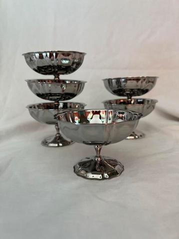Vintage Franse RVS ijscoupes Jean Couzon | tulpvorm | bistro beschikbaar voor biedingen