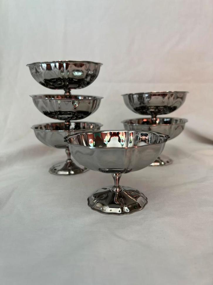 Vintage Franse RVS ijscoupes Jean Couzon | tulpvorm | bistro, Huis en Inrichting, Keuken | Servies, Overige typen, Overige stijlen