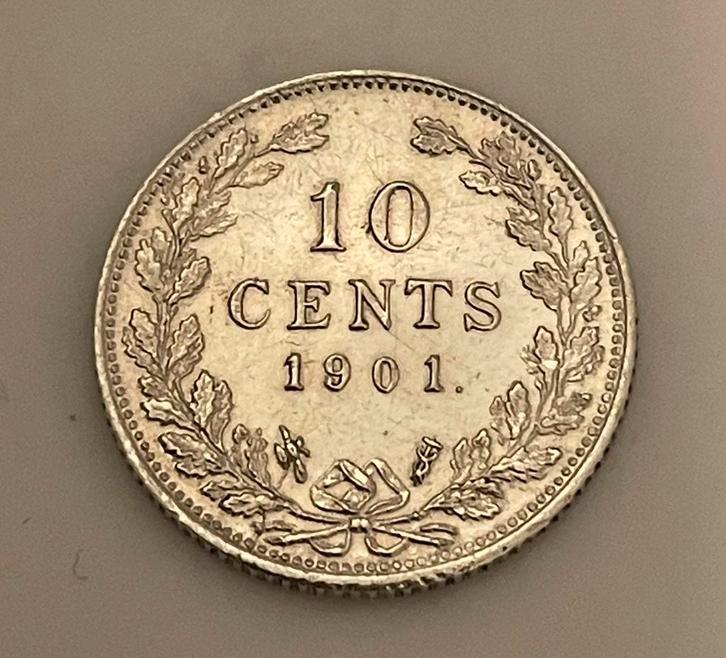 Nederland 1901 Wilhelmina 10 Cent Zeer Fraai, Postzegels en Munten, Munten | Nederland, Losse munt, 10 cent, Koningin Wilhelmina