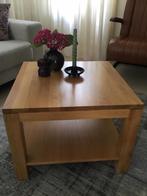 2 Salontafels massief eiken (ook afz. te koop 1€50/2€95), Ophalen, 50 tot 100 cm, Vierkant, Zo goed als nieuw