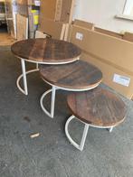 Salontafel set, Huis en Inrichting, Tafels | Bijzettafels, Ophalen, Gebruikt, Hout, 45 tot 60 cm