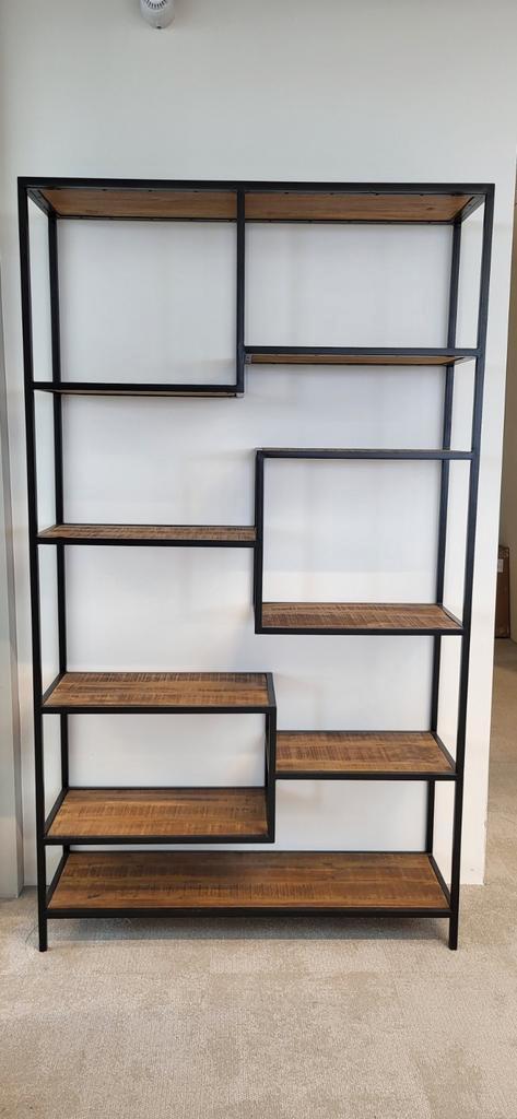 Vakkenkast metaal/hout. Als nieuw! 120 cm breed  210 cm hoog, Huis en Inrichting, Kasten | Boekenkasten, Zo goed als nieuw, 50 tot 100 cm