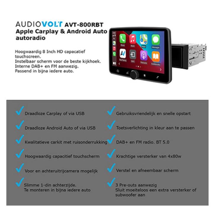 1-din DAB+ navigatiesysteem 8inch | CarPlay en Android Auto, Auto diversen, Autoradio's, Zo goed als nieuw, Ophalen of Verzenden