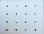 Zilveren neuspiercings met strass 1 of 1,5 mm met bolletje, Sieraden, Tassen en Uiterlijk, Piercings, Nieuw, Met strass, Ophalen of Verzenden