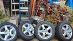 Te koop l.m velgen Enzo met all seasons 165/65/r14, Ophalen, Zo goed als nieuw