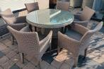 6 persoons ronde wicker tuinset incl kussens, Ophalen, Gebruikt, 6 zitplaatsen, Wicker