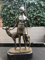 bronzen sculptuur godin v jacht Diana m hond, Ophalen of Verzenden