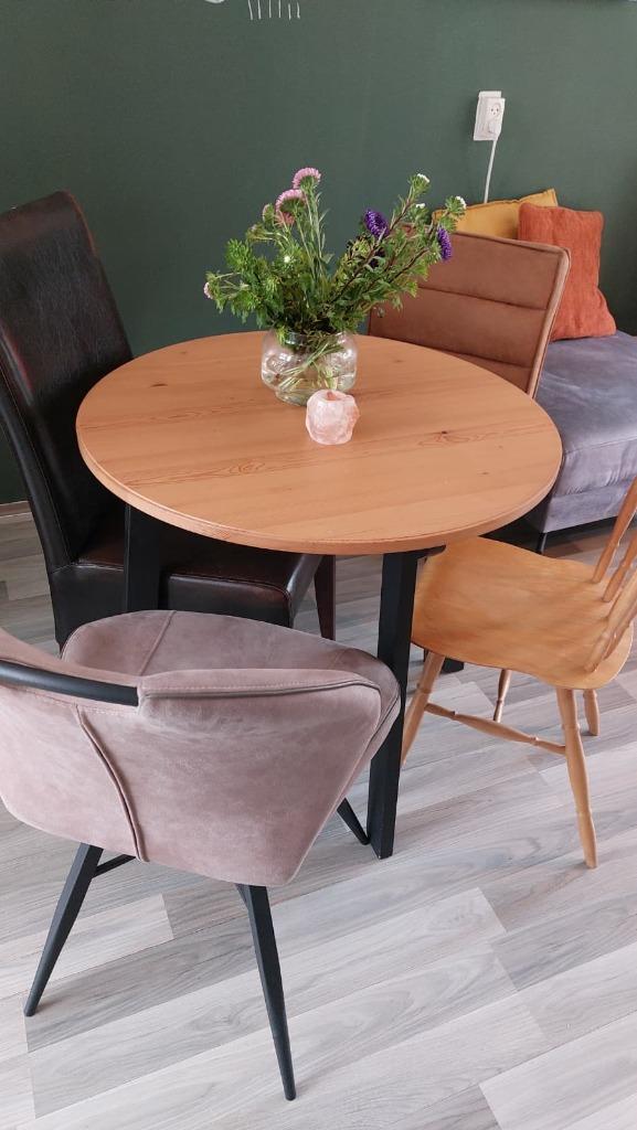 Kleine ronde eettafel, Huis en Inrichting, Tafels | Eettafels, Gebruikt, 50 tot 100 cm, 50 tot 100 cm, Vier personen, Rond, Eikenhout