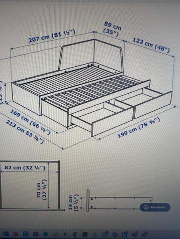 Flekke bedbank met twee lades 80x200