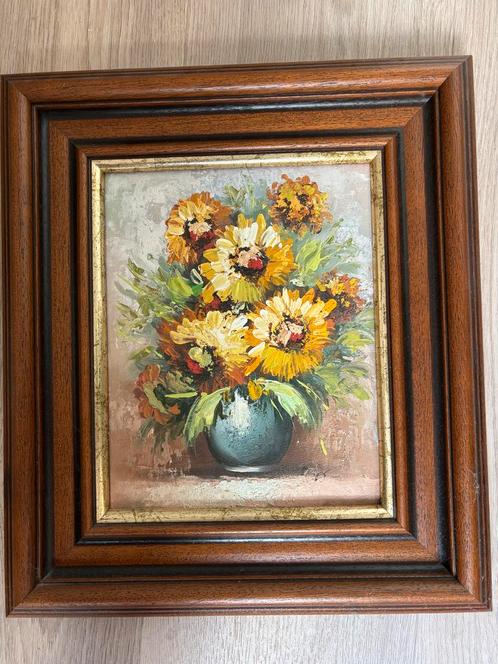 Klassiek Bloemstilleven Schilderij Ingelijst Hout, Antiek en Kunst, Kunst | Schilderijen | Klassiek, Ophalen of Verzenden